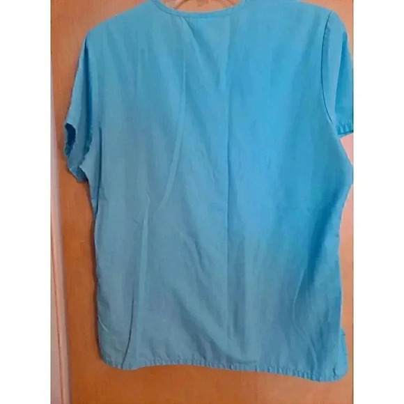 SB Scrubs Mock Wrap Turquoise Aqua Scrub ShirtTop Small S - Picture 3 of 3